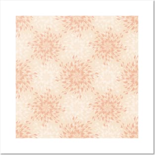 Bright Orange Floral Mandala Pattern Posters and Art